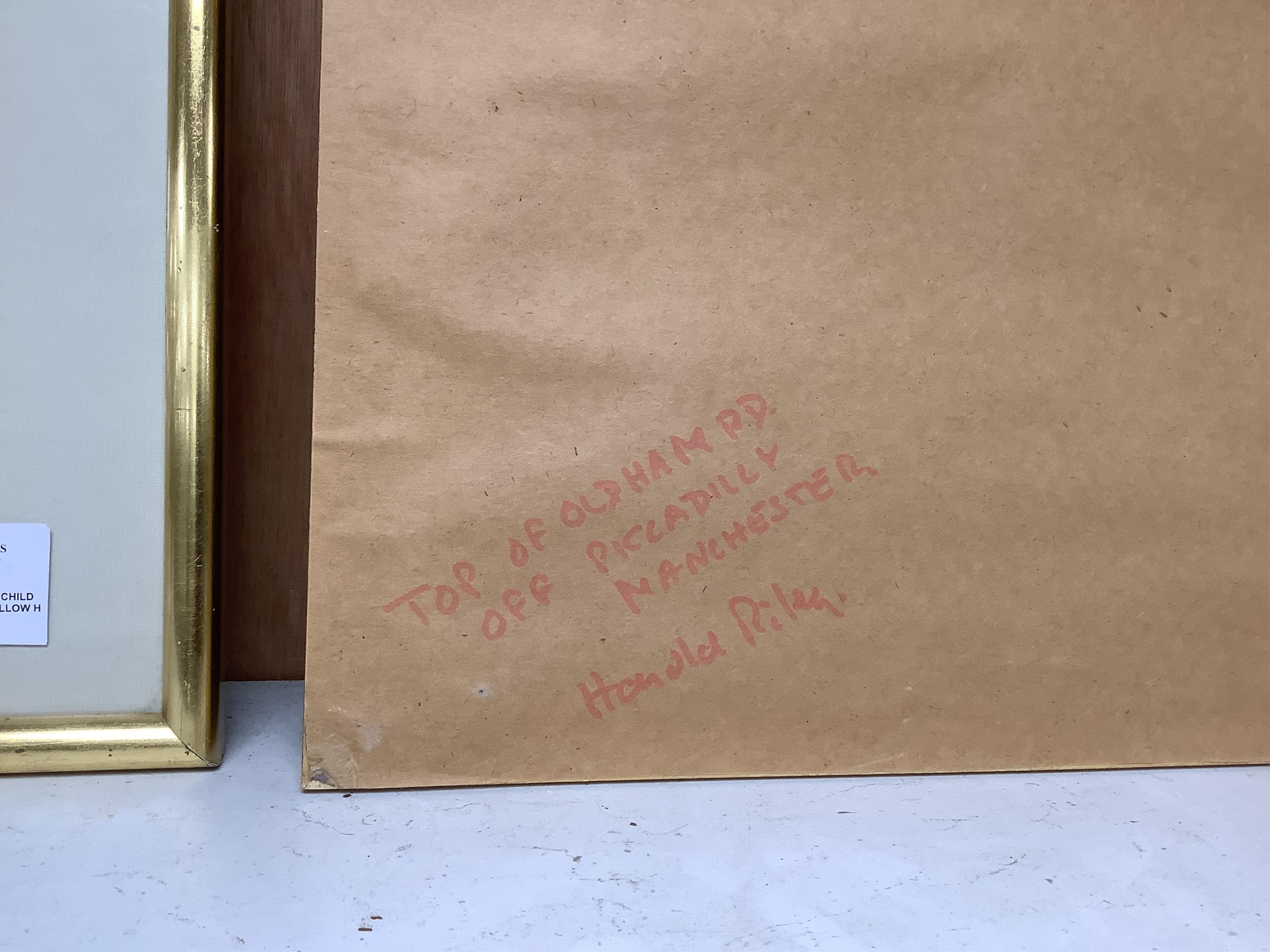 Harold Riley, 'Top of Oldham Road', signed and indistinctly dated, charcoal and pastel, 43 x 30cm